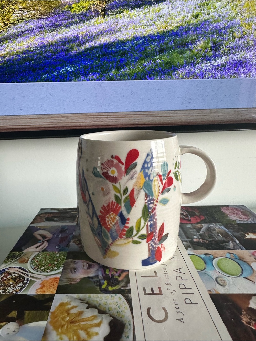 Anthropologie Floral Multicolor Ceramic Mug